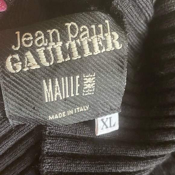 1990s Jean Paul Gaultier Sheer Silk Devore Black Velvet & Knit Dress Tunic SZ XL - Picture 7 of 12